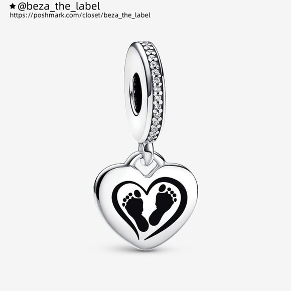 Pandora Engravable Footprint Dangle Charm|Pendant - Picture 1 of 2